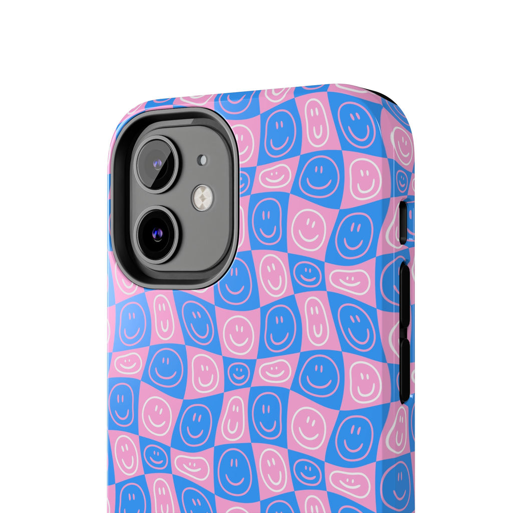 Pink and Blue Smiley Phone Case