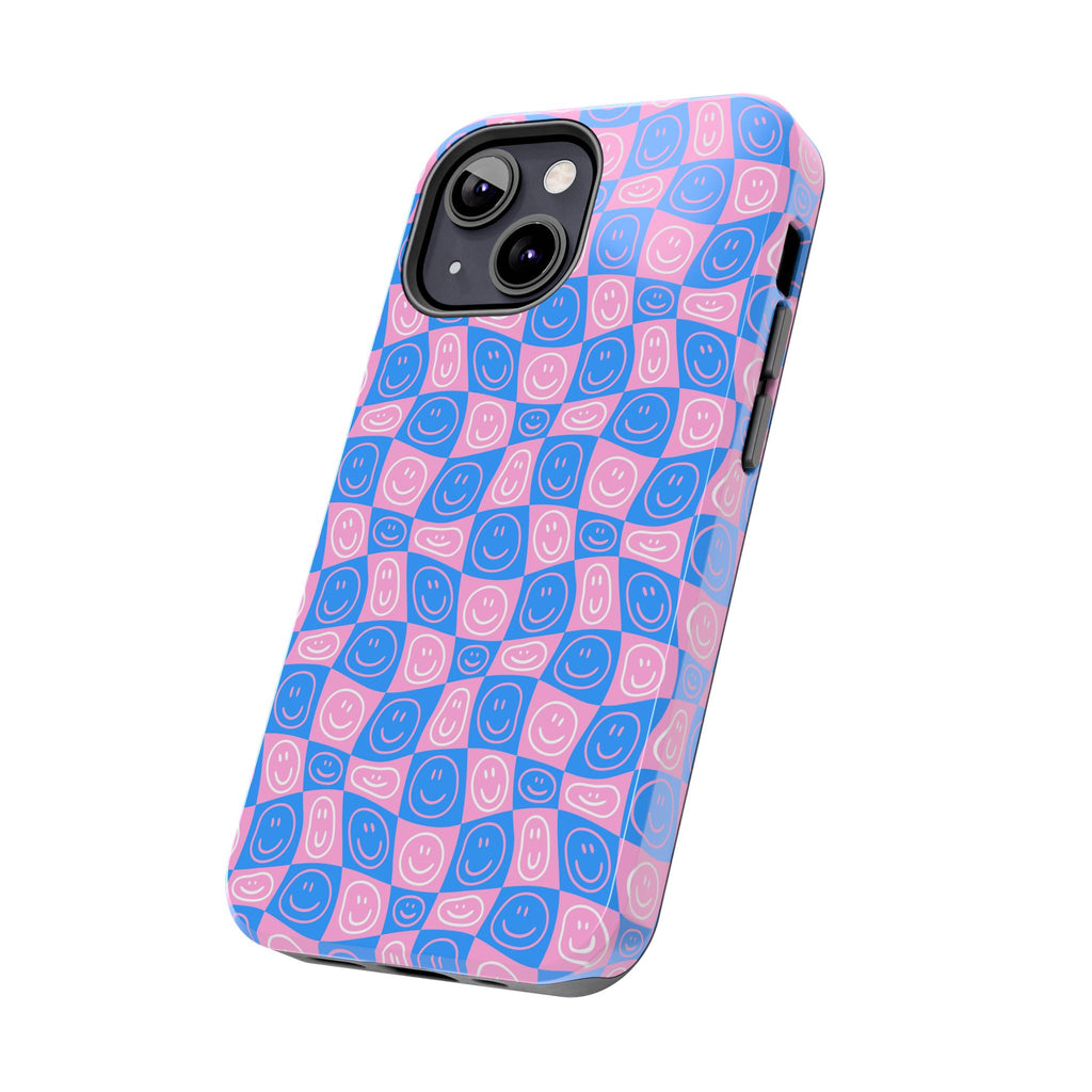 Pink and Blue Smiley Phone Case