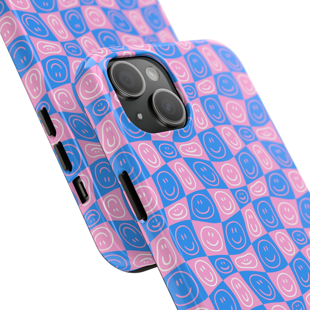 Pink and Blue Smiley Phone Case