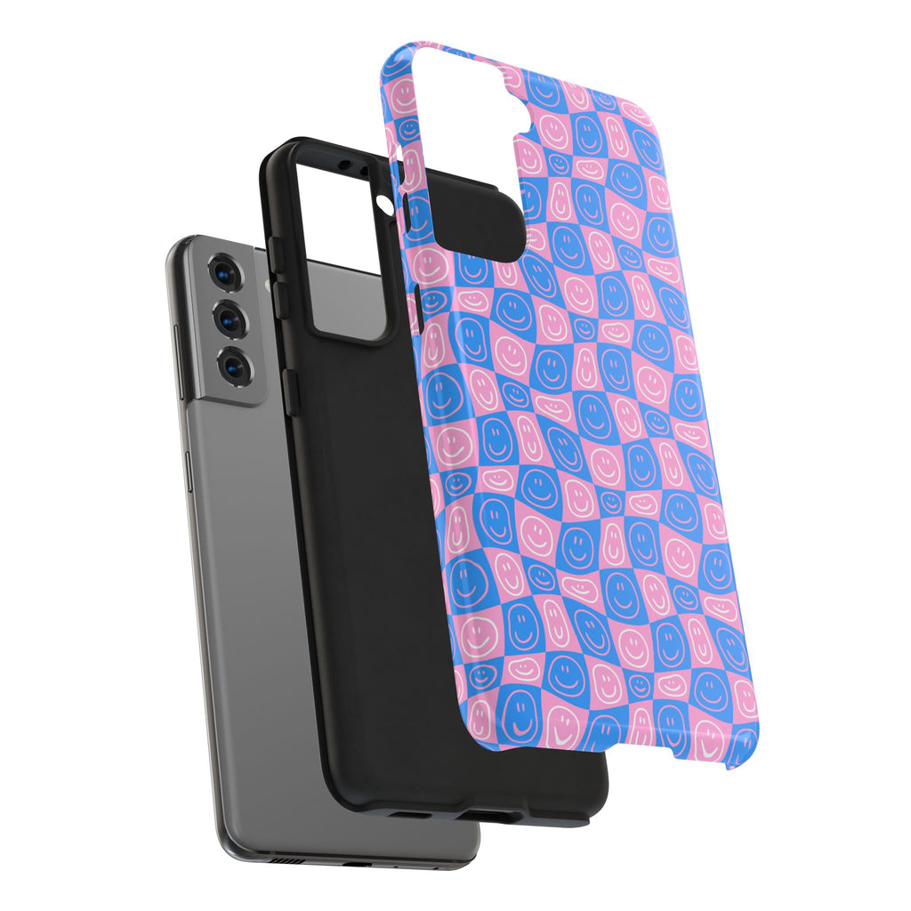 Pink and Blue Smiley Phone Case