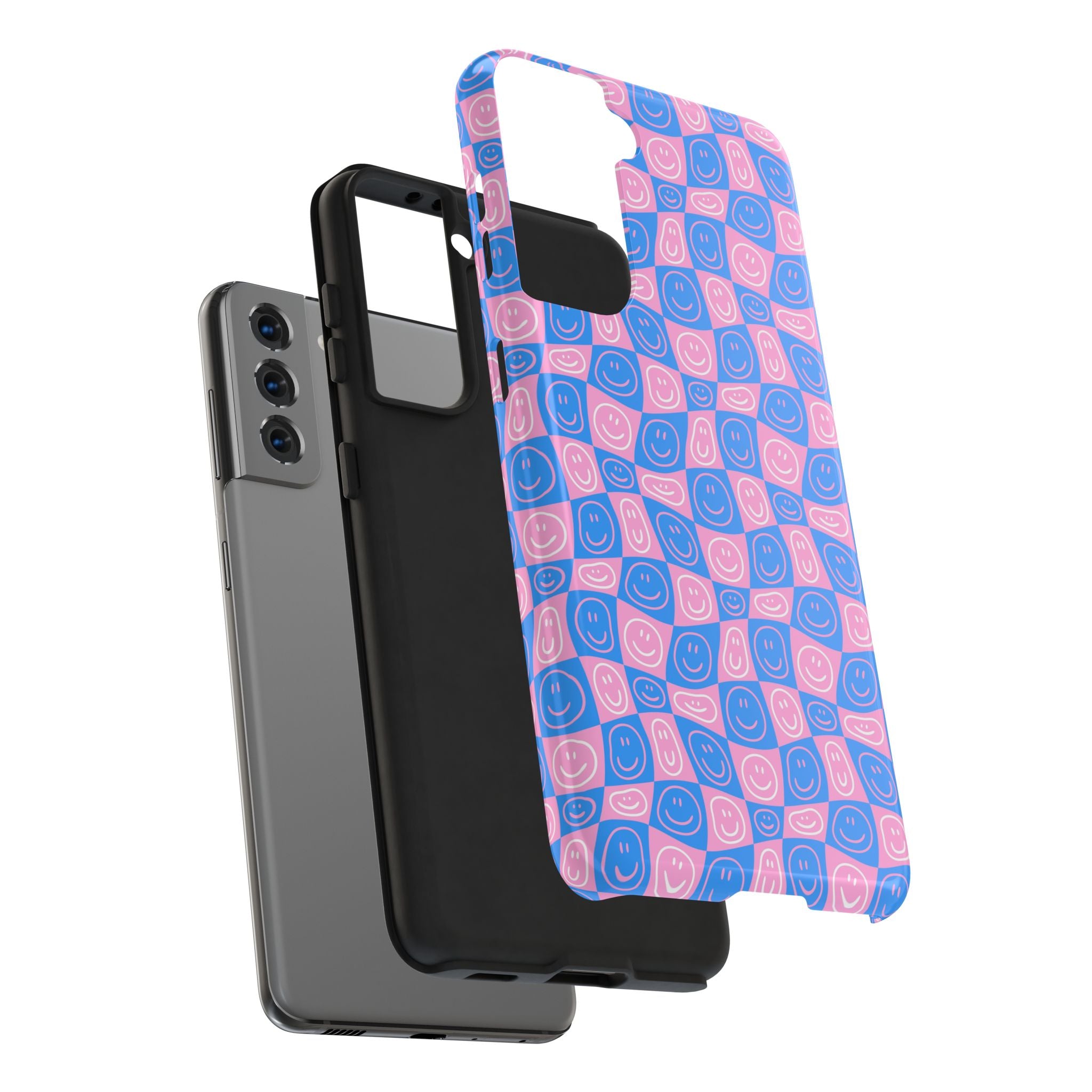 Pink and Blue Smiley Phone Case