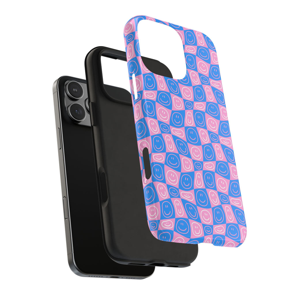 Pink and Blue Smiley Phone Case