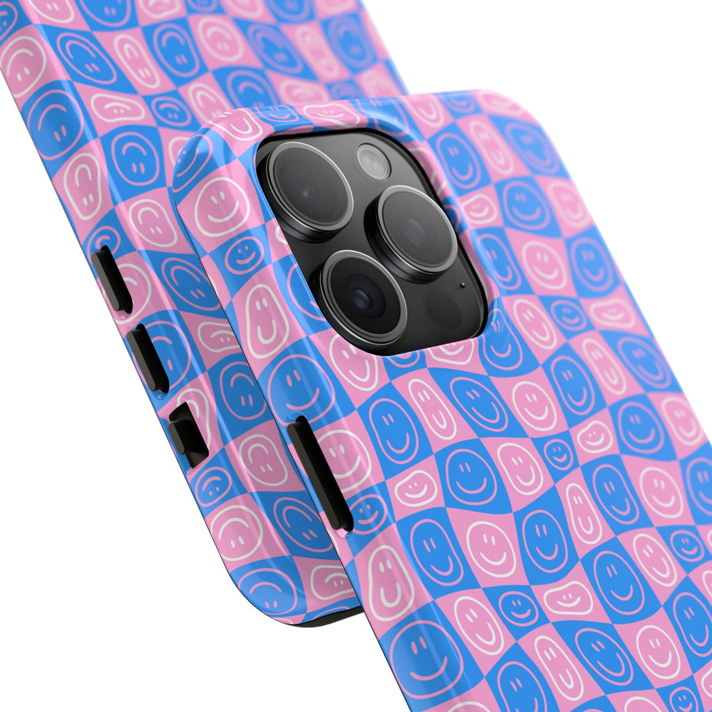 Pink and Blue Smiley Phone Case