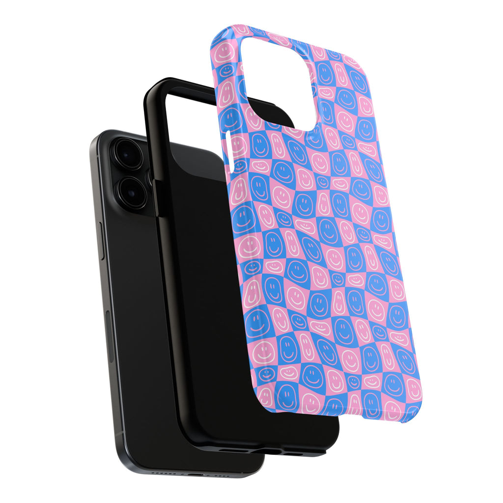 Pink and Blue Smiley Phone Case