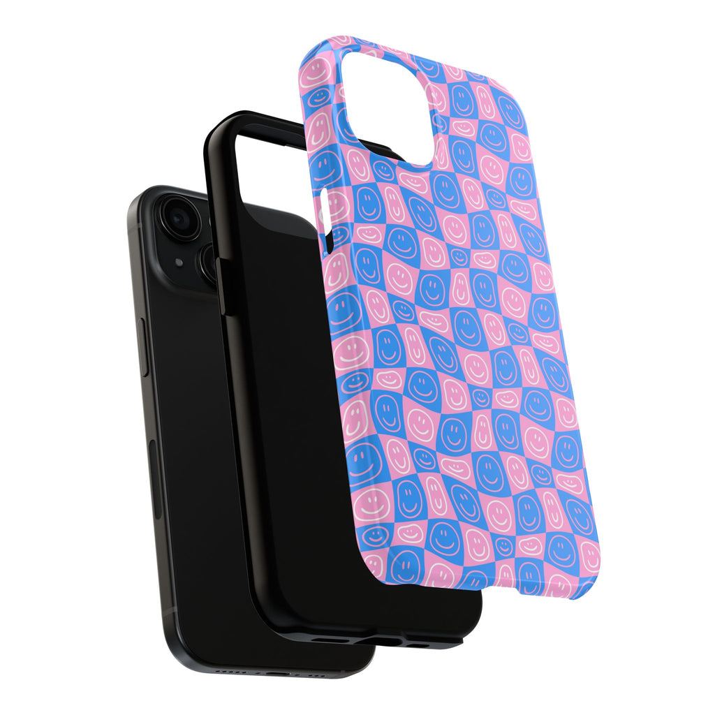 Pink and Blue Smiley Phone Case