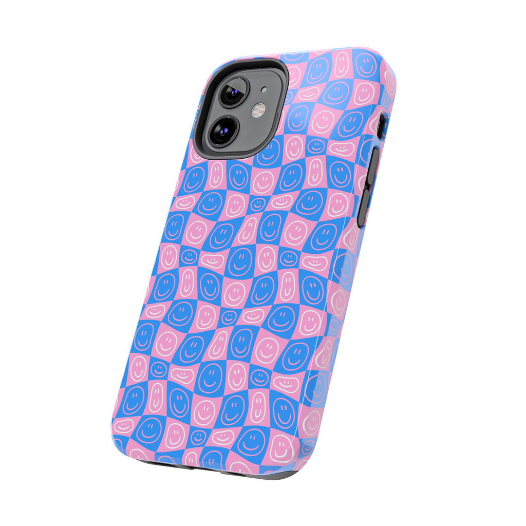 Pink and Blue Smiley Phone Case