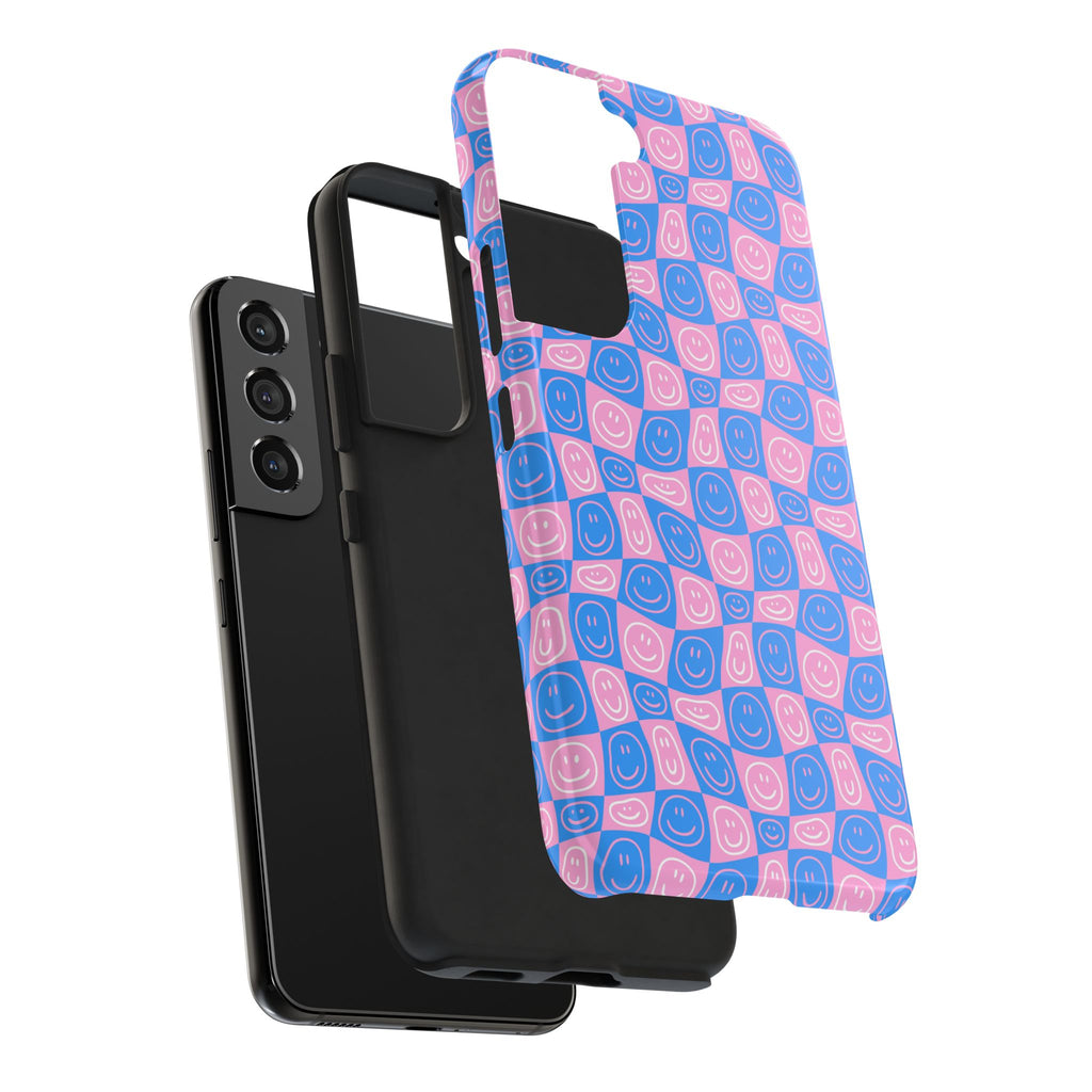 Pink and Blue Smiley Phone Case