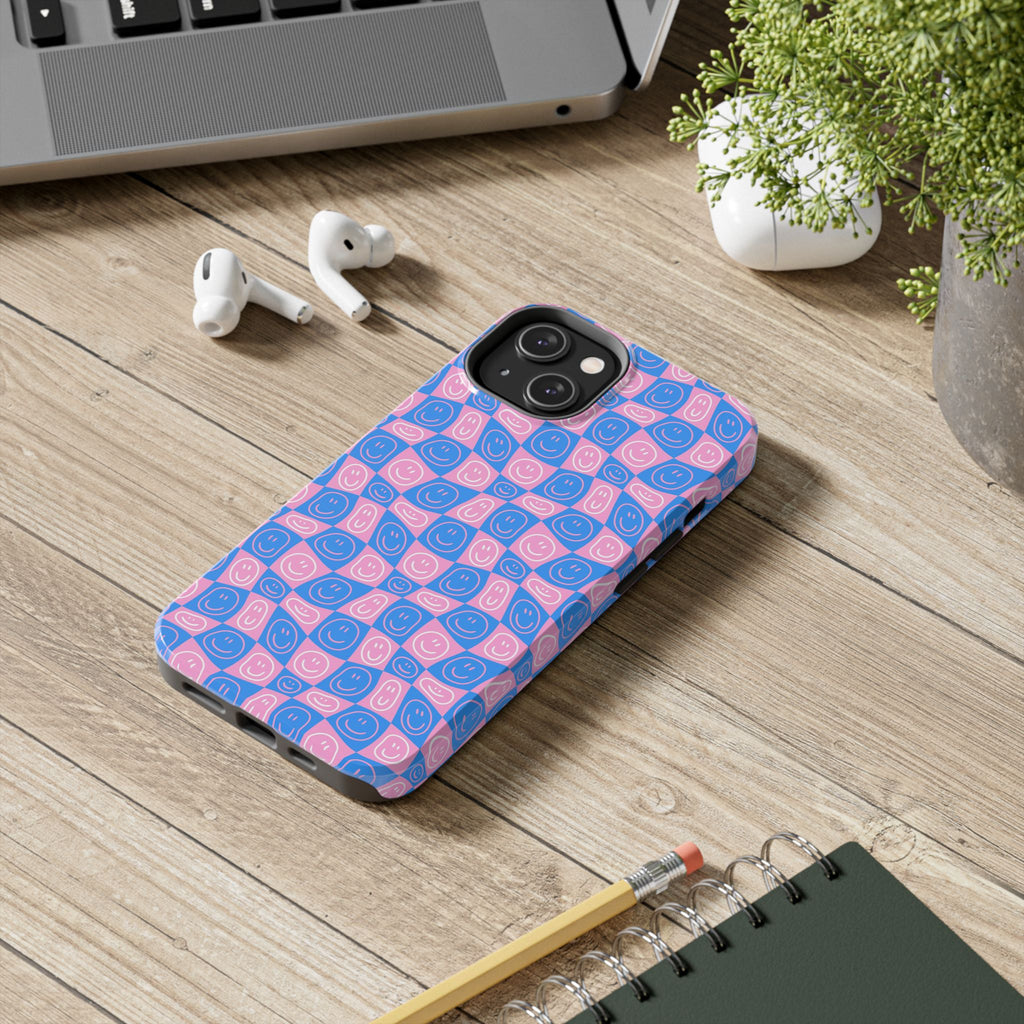Pink and Blue Smiley Phone Case