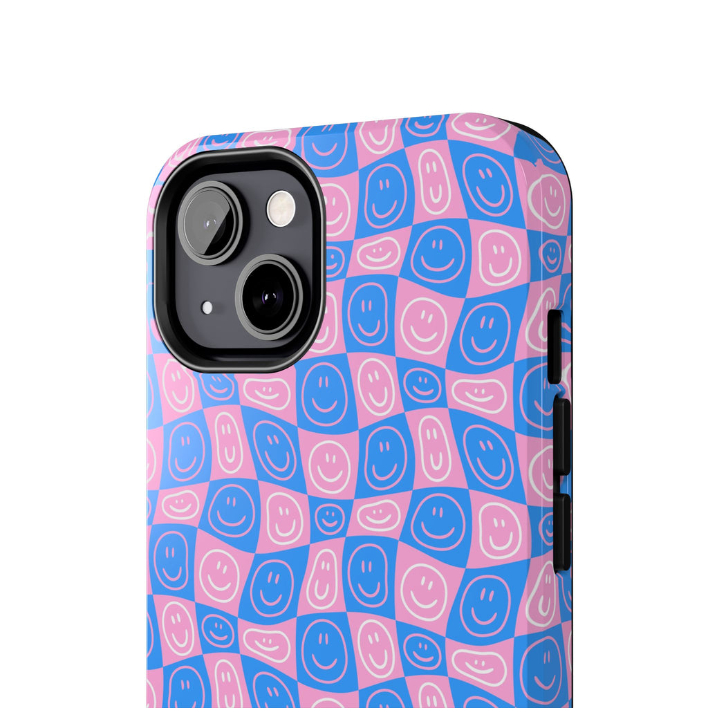 Pink and Blue Smiley Phone Case