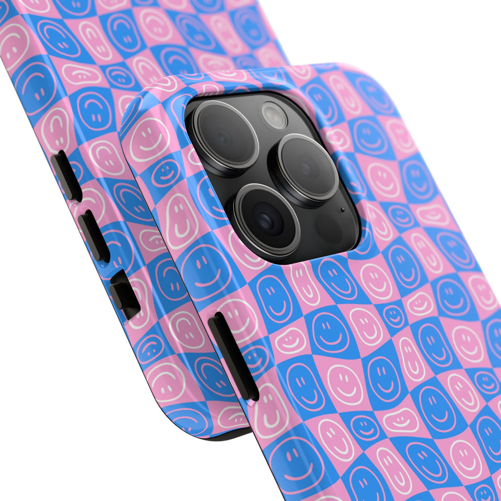 Pink and Blue Smiley Phone Case