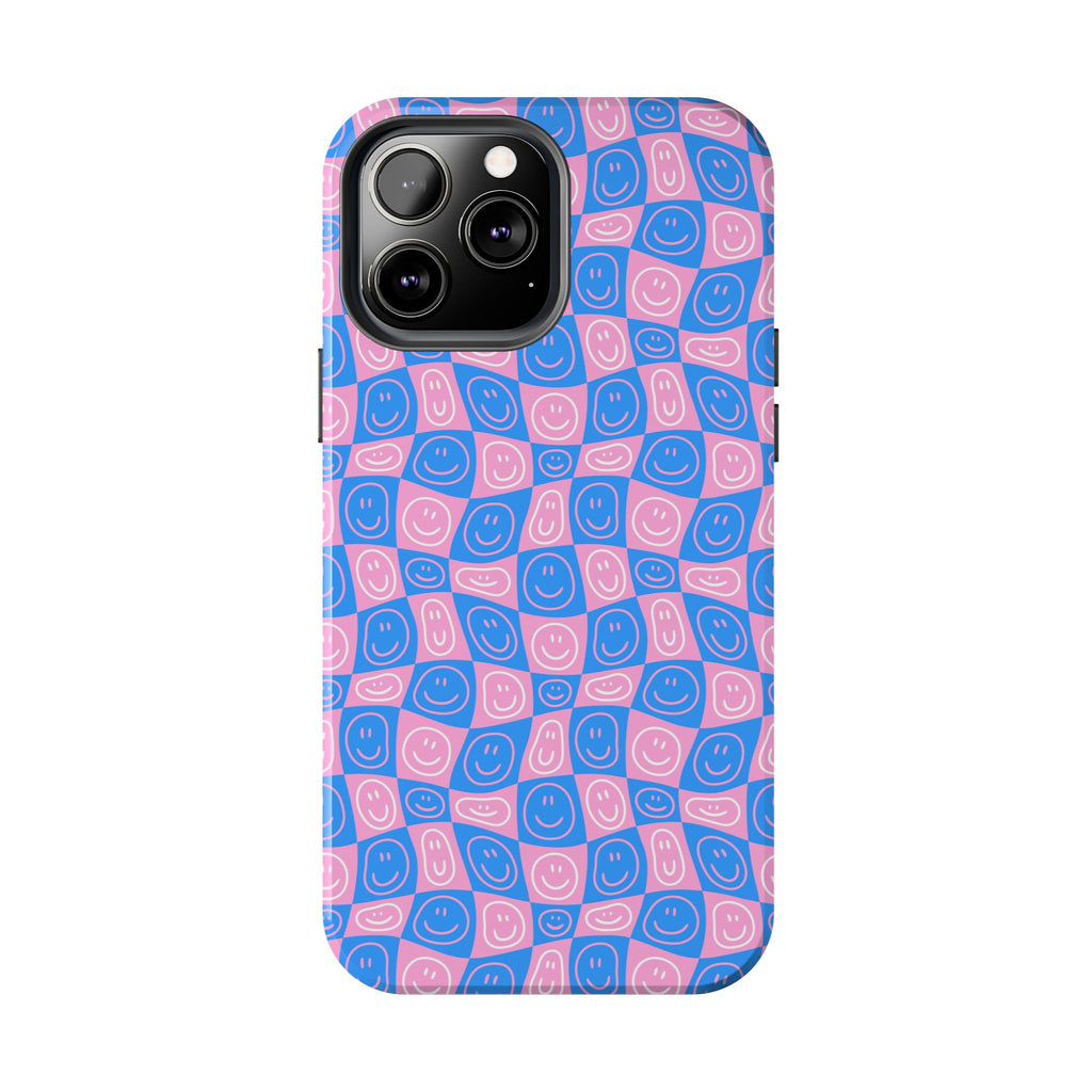 Pink and Blue Smiley Phone Case