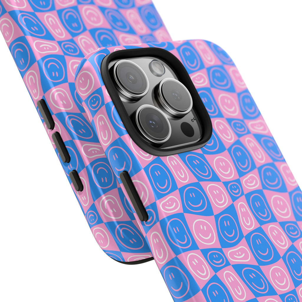 Pink and Blue Smiley Phone Case