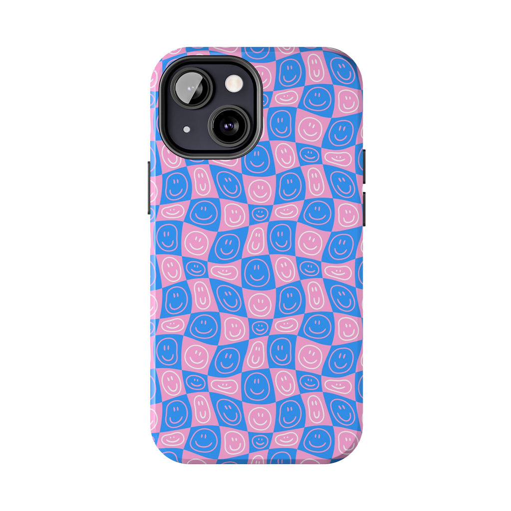 Pink and Blue Smiley Phone Case