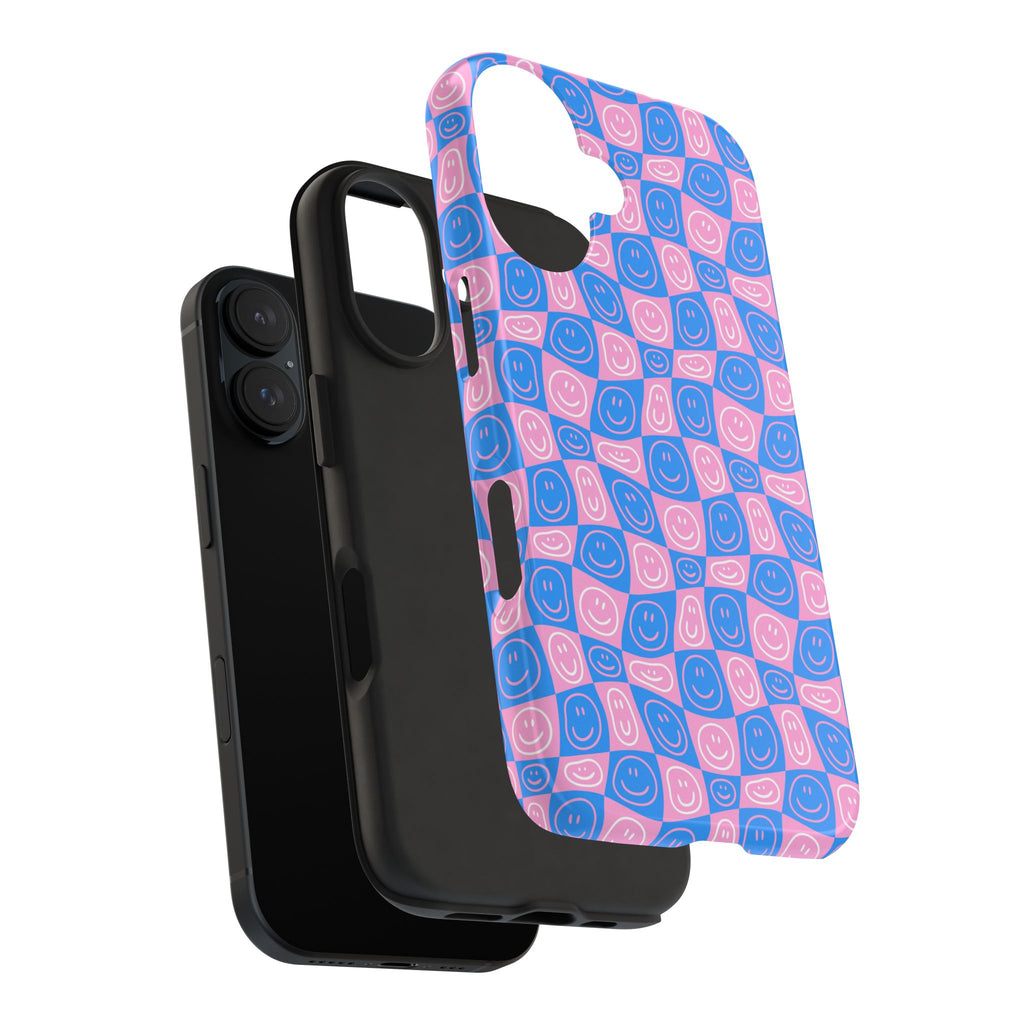 Pink and Blue Smiley Phone Case