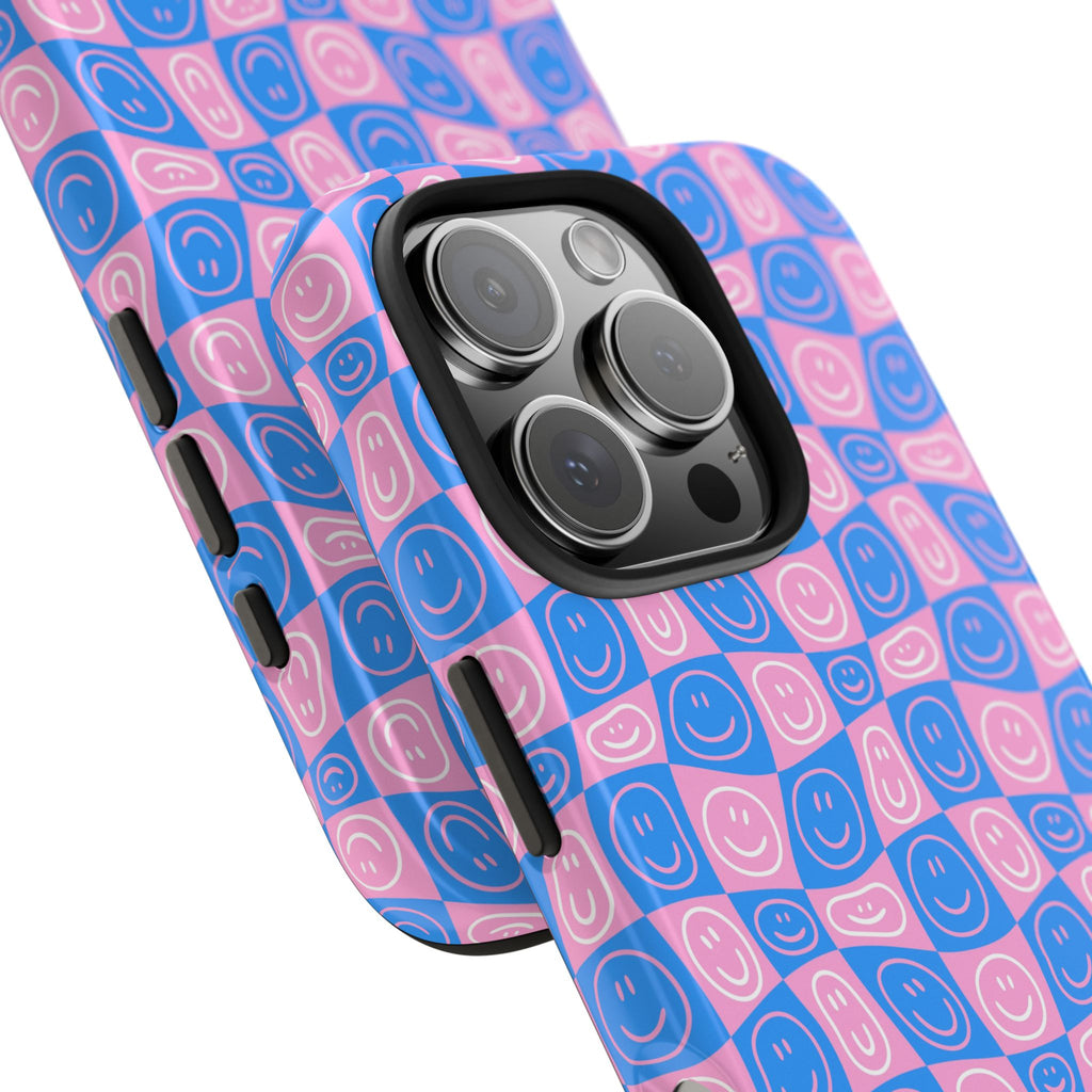 Pink and Blue Smiley Phone Case
