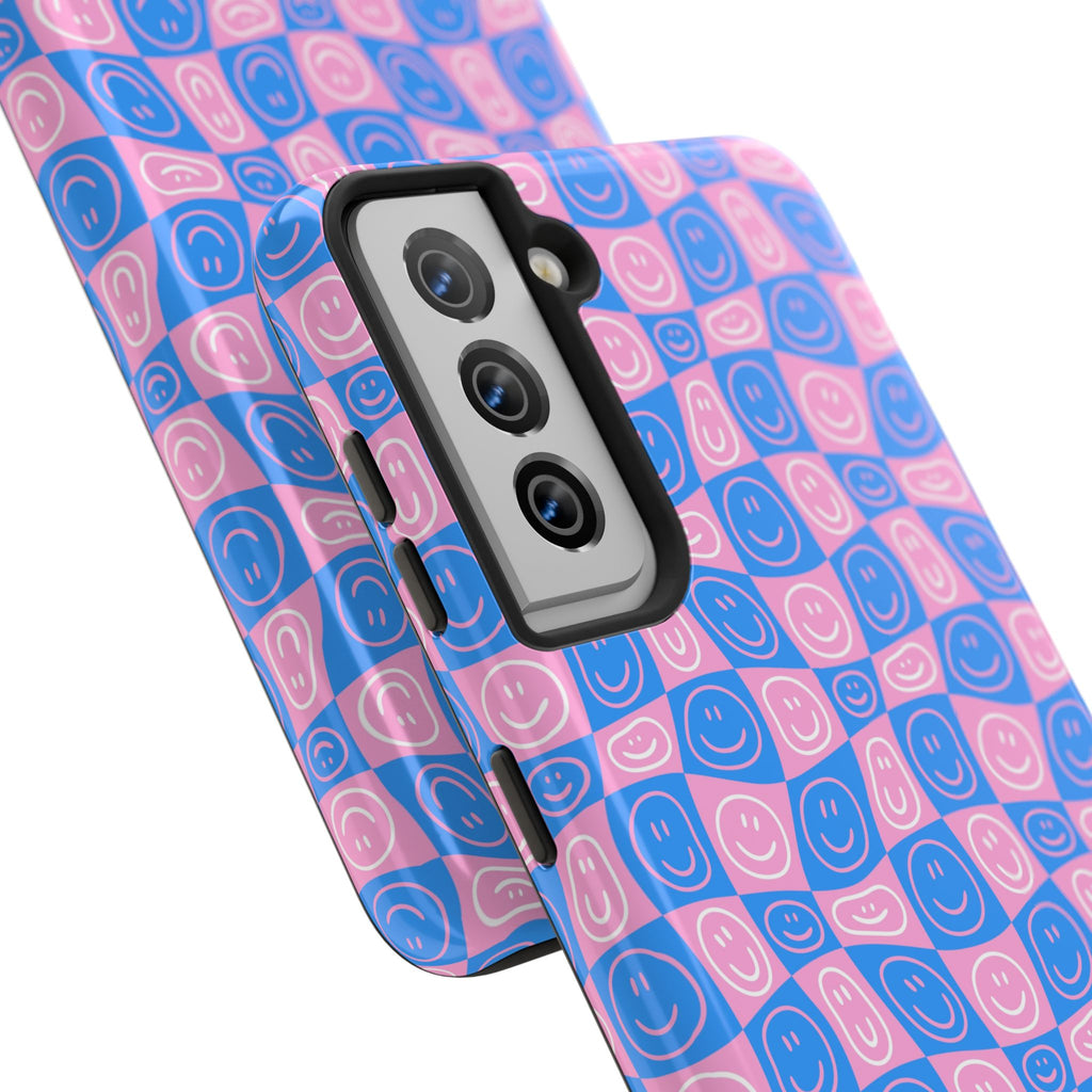 Pink and Blue Smiley Phone Case