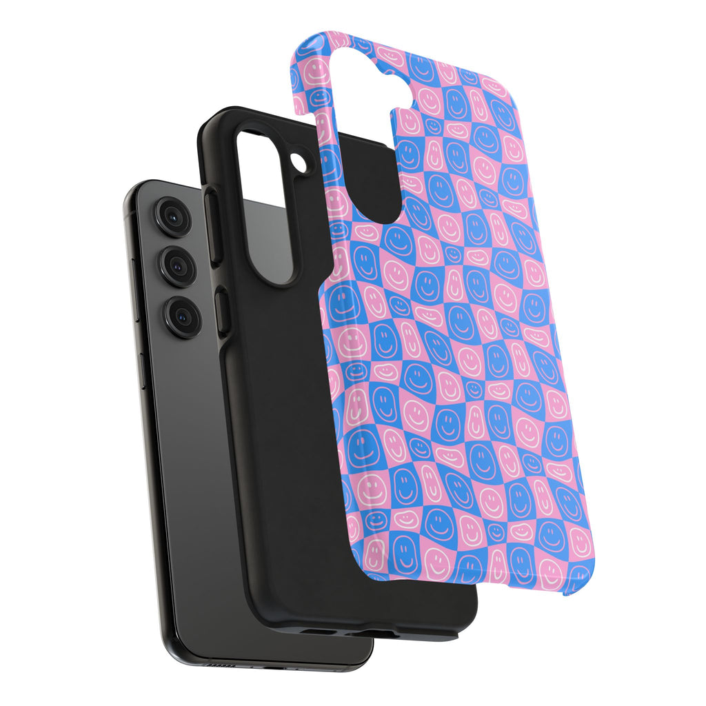 Pink and Blue Smiley Phone Case