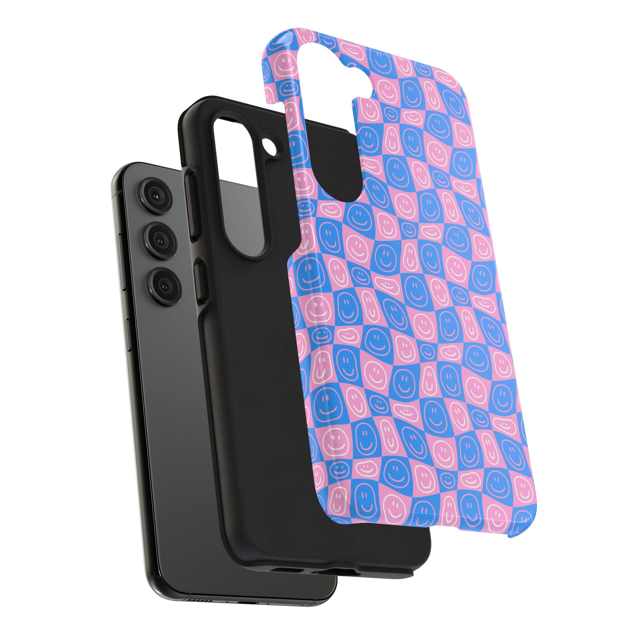 Pink and Blue Smiley Phone Case