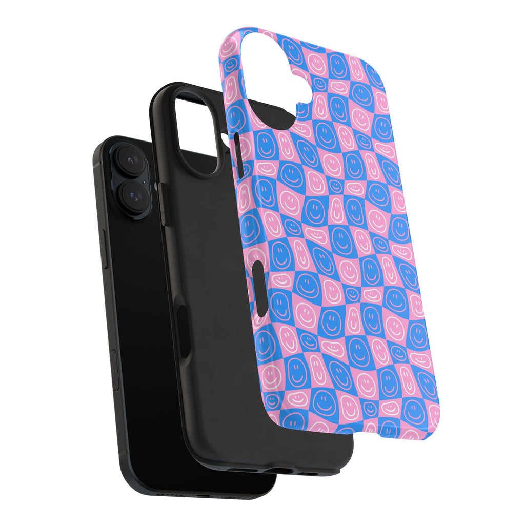 Pink and Blue Smiley Phone Case