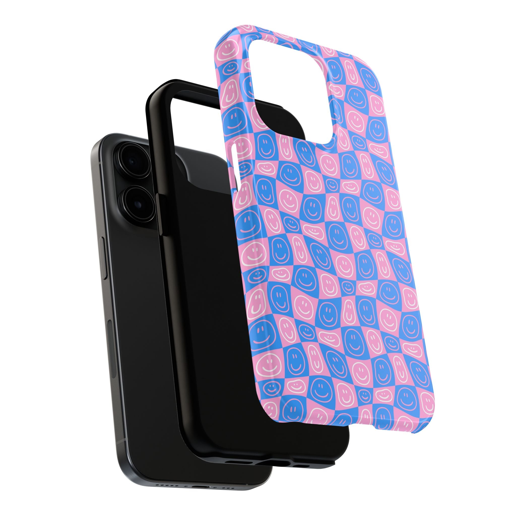 Pink and Blue Smiley Phone Case