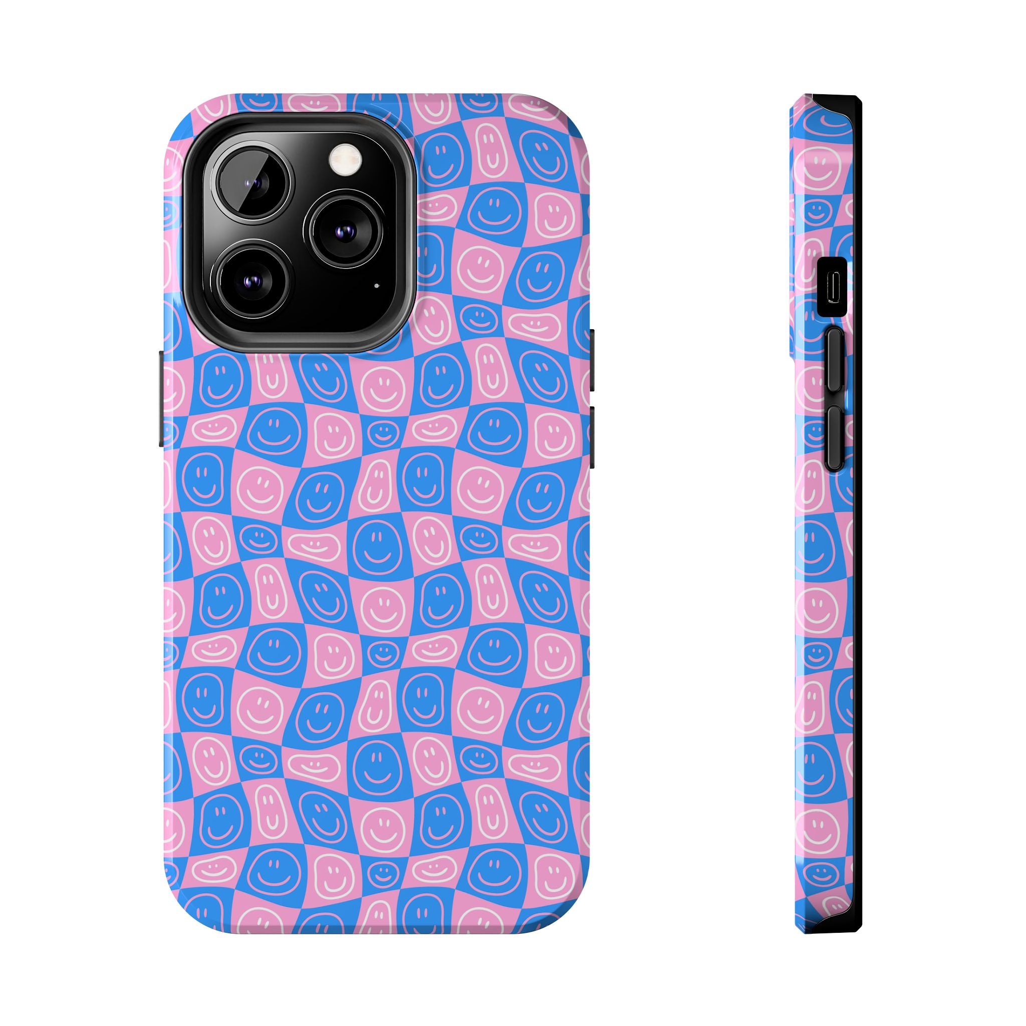 Pink and Blue Smiley Phone Case