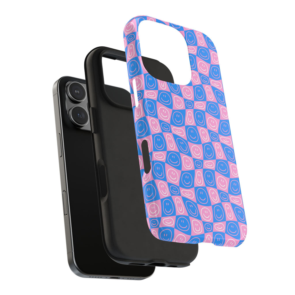 Pink and Blue Smiley Phone Case